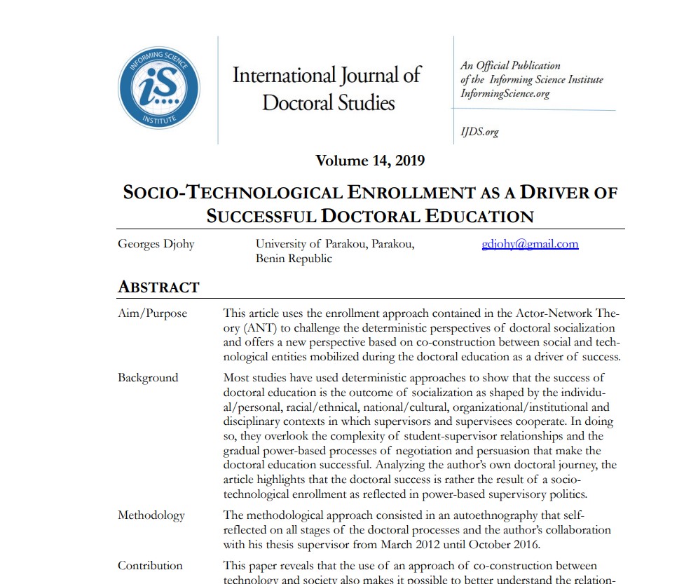 Socio-Technological Enrollment as a Driver of Successful Doctoral Education
